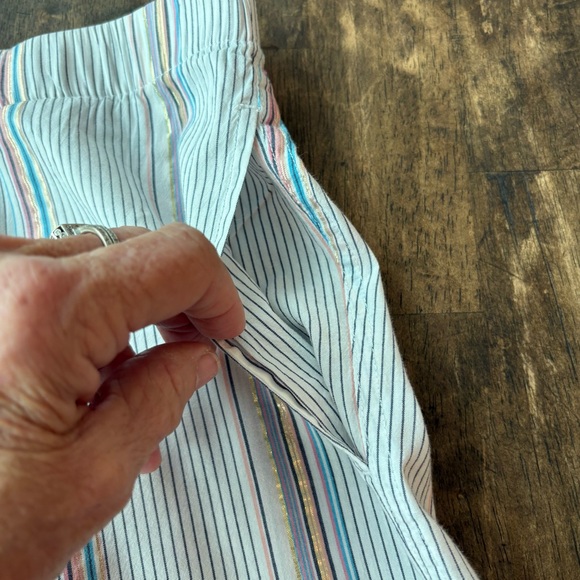 VICTORIA’S SECRET White Pink & Gold Stripe Pajama 2 Piece Set! Shirt & Pants! Lg - Picture 12 of 16